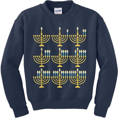 Menorah Hanukkah Challah Days Funny Pajama Family Matching Kids Sweatshirt