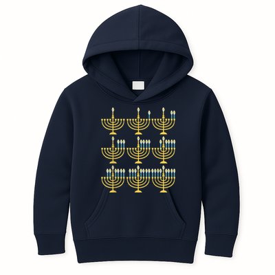 Menorah Hanukkah Challah Days Funny Pajama Family Matching Kids Hoodie