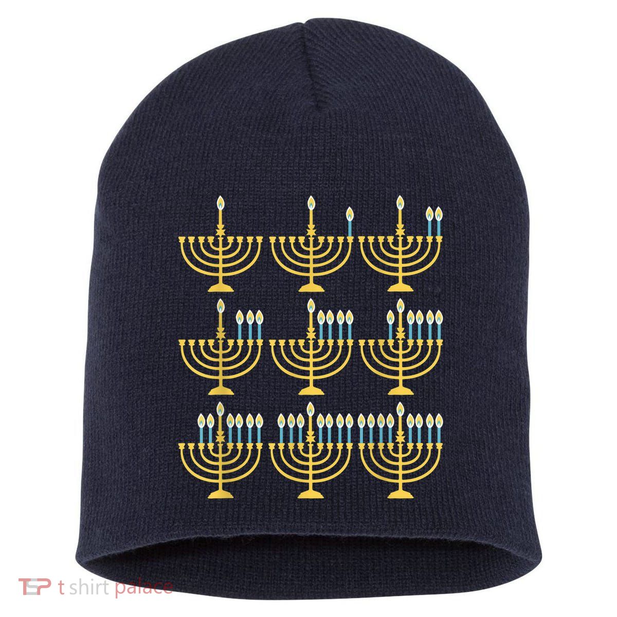 Menorah Hanukkah Challah Days Funny Pajama Family Matching Short Acrylic Beanie