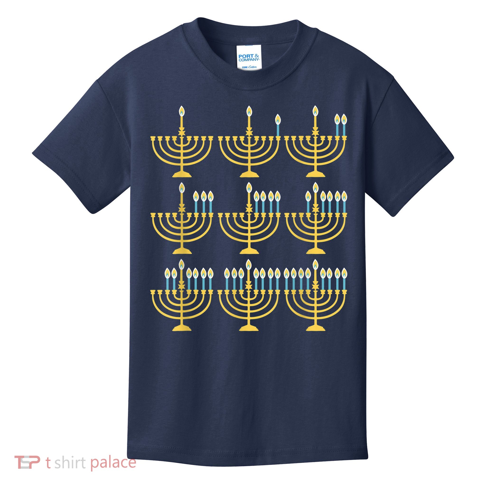 Menorah Hanukkah Challah Days Funny Pajama Family Matching Kids T-Shirt