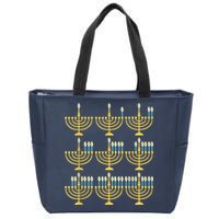 Menorah Hanukkah Challah Days Funny Pajama Family Matching Zip Tote Bag
