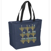 Menorah Hanukkah Challah Days Funny Pajama Family Matching Zip Tote Bag