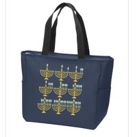 Menorah Hanukkah Challah Days Funny Pajama Family Matching Zip Tote Bag