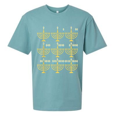 Menorah Hanukkah Challah Days Funny Pajama Family Matching Sueded Cloud Jersey T-Shirt