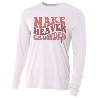 Make Heaven Crowded Christian Wavy Text Jesus Cooling Performance Long Sleeve Crew