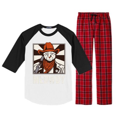 Meowdy Howdy Cat Kitten Country Western Yeehaw Raglan Sleeve Pajama Set