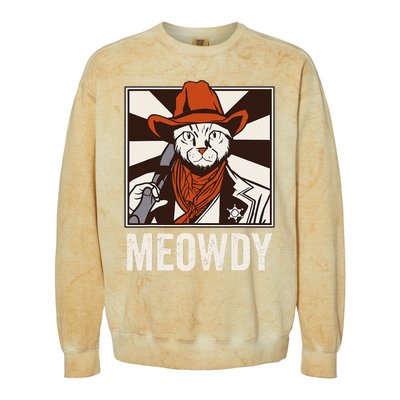 Meowdy Howdy Cat Kitten Country Western Yeehaw Colorblast Crewneck Sweatshirt