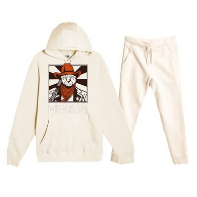 Meowdy Howdy Cat Kitten Country Western Yeehaw Premium Hooded Sweatsuit Set