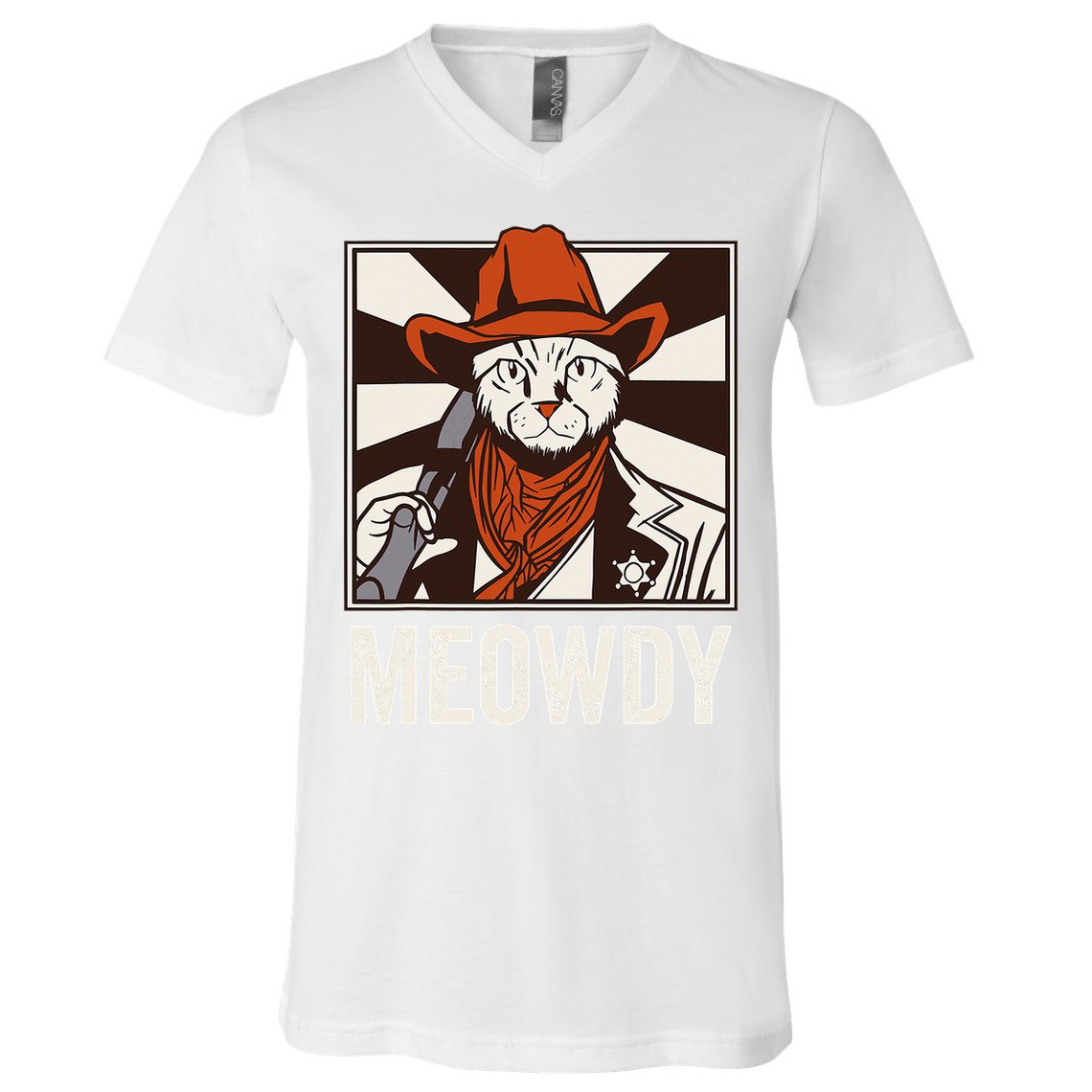 Meowdy Howdy Cat Kitten Country Western Yeehaw V-Neck T-Shirt