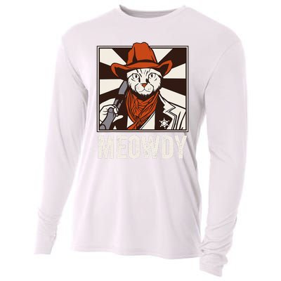 Meowdy Howdy Cat Kitten Country Western Yeehaw Cooling Performance Long Sleeve Crew