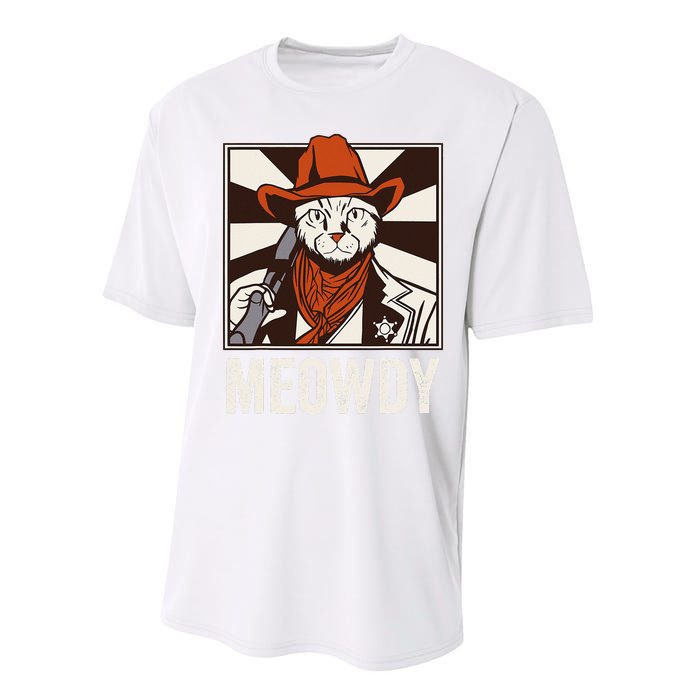 Meowdy Howdy Cat Kitten Country Western Yeehaw Performance Sprint T-Shirt