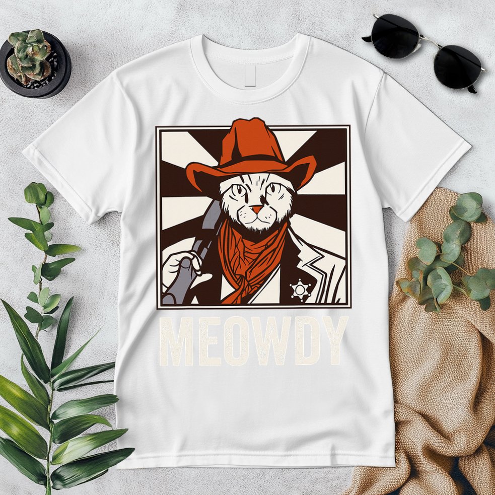 Meowdy Howdy Cat Kitten Country Western Yeehaw Premium T-Shirt