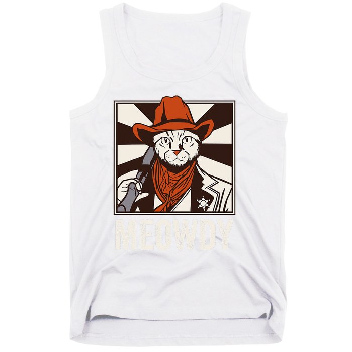 Meowdy Howdy Cat Kitten Country Western Yeehaw Tank Top