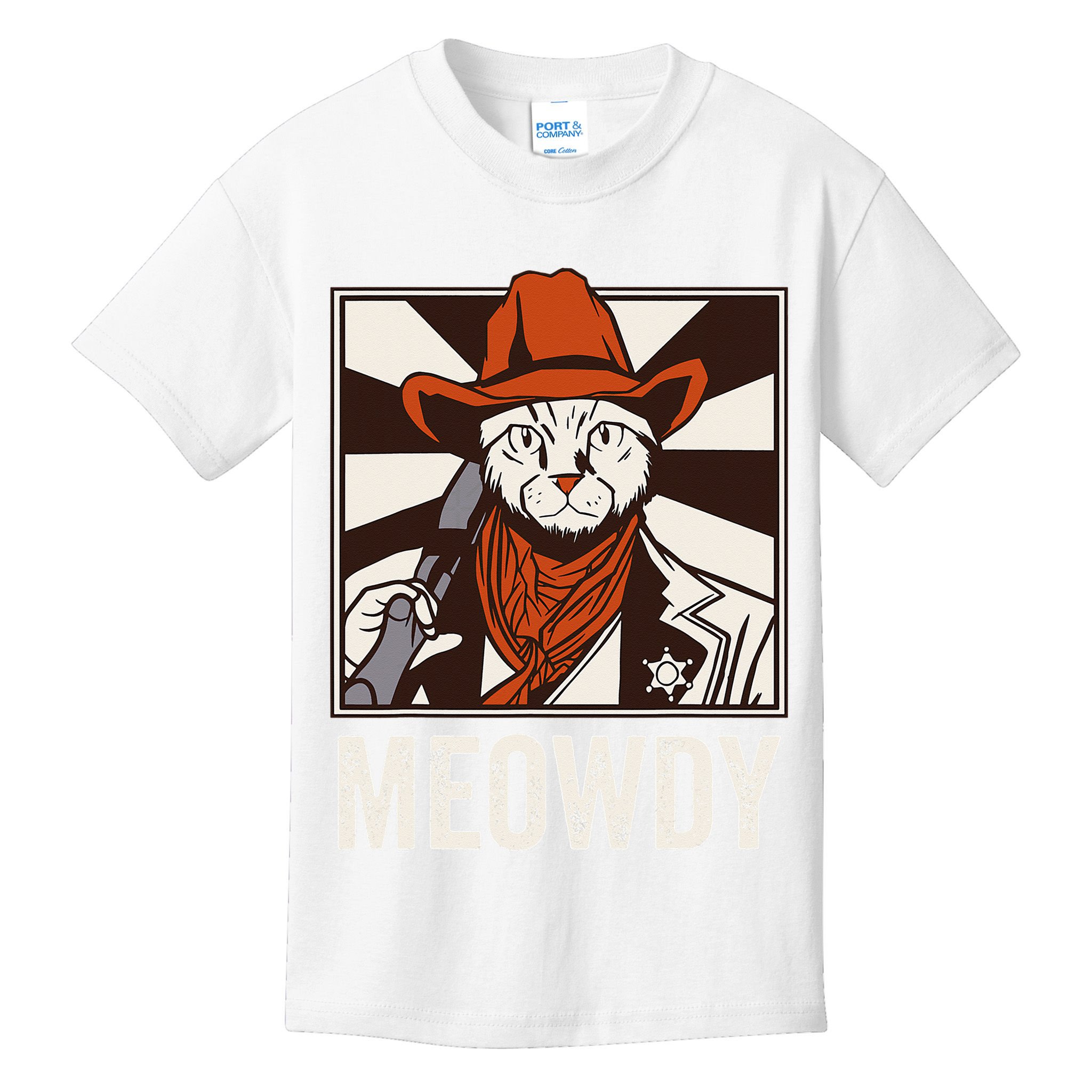 Meowdy Howdy Cat Kitten Country Western Yeehaw Kids T-Shirt
