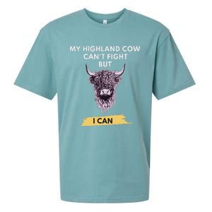 My Highland Cow CanT Fight But I Can Funny Highland Cow Sueded Cloud Jersey T-Shirt