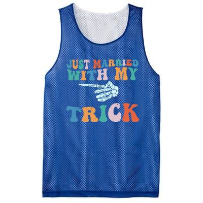 Matching Halloween Couples Just Married She Is My Trick Gift Mesh Reversible Basketball Jersey Tank