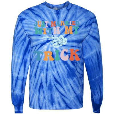 Matching Halloween Couples Just Married She Is My Trick Gift Tie-Dye Long Sleeve Shirt