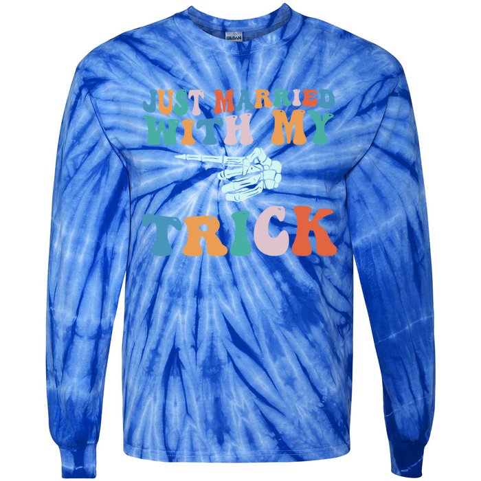 Matching Halloween Couples Just Married She Is My Trick Gift Tie-Dye Long Sleeve Shirt