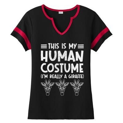 My Human Costume IM Really Giraffe Halloween Ladies Halftime Notch Neck Tee