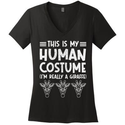 My Human Costume IM Really Giraffe Halloween Women's V-Neck T-Shirt