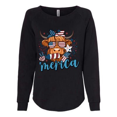 Merica Highland Cow 4th Of July Celebration Womens California Wash Sweatshirt