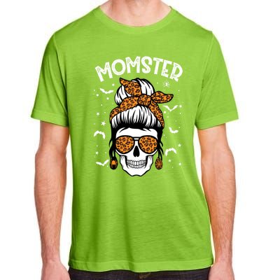 Momster Halloween Costume Skull Mom Messy Hair Bun Monster Gift Adult ChromaSoft Performance T-Shirt