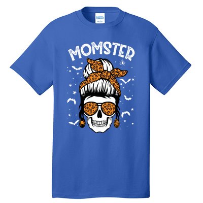 Momster Halloween Costume Skull Mom Messy Hair Bun Monster Gift Tall T-Shirt