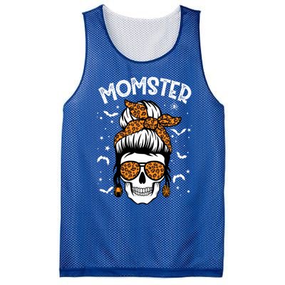 Momster Halloween Costume Skull Mom Messy Hair Bun Monster Gift Mesh Reversible Basketball Jersey Tank