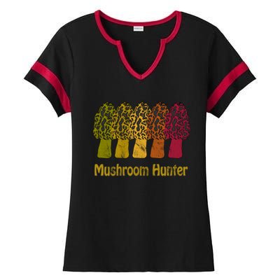 Mushroom Hunter Cute Gift Fun Morel Hunting Distressed Look Gift Ladies Halftime Notch Neck Tee