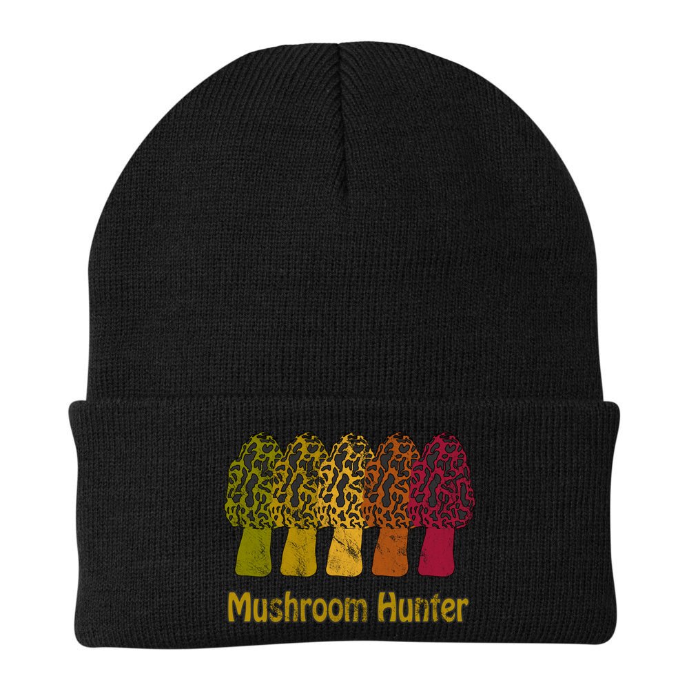 Mushroom Hunter Cute Gift Fun Morel Hunting Distressed Look Gift Beanie