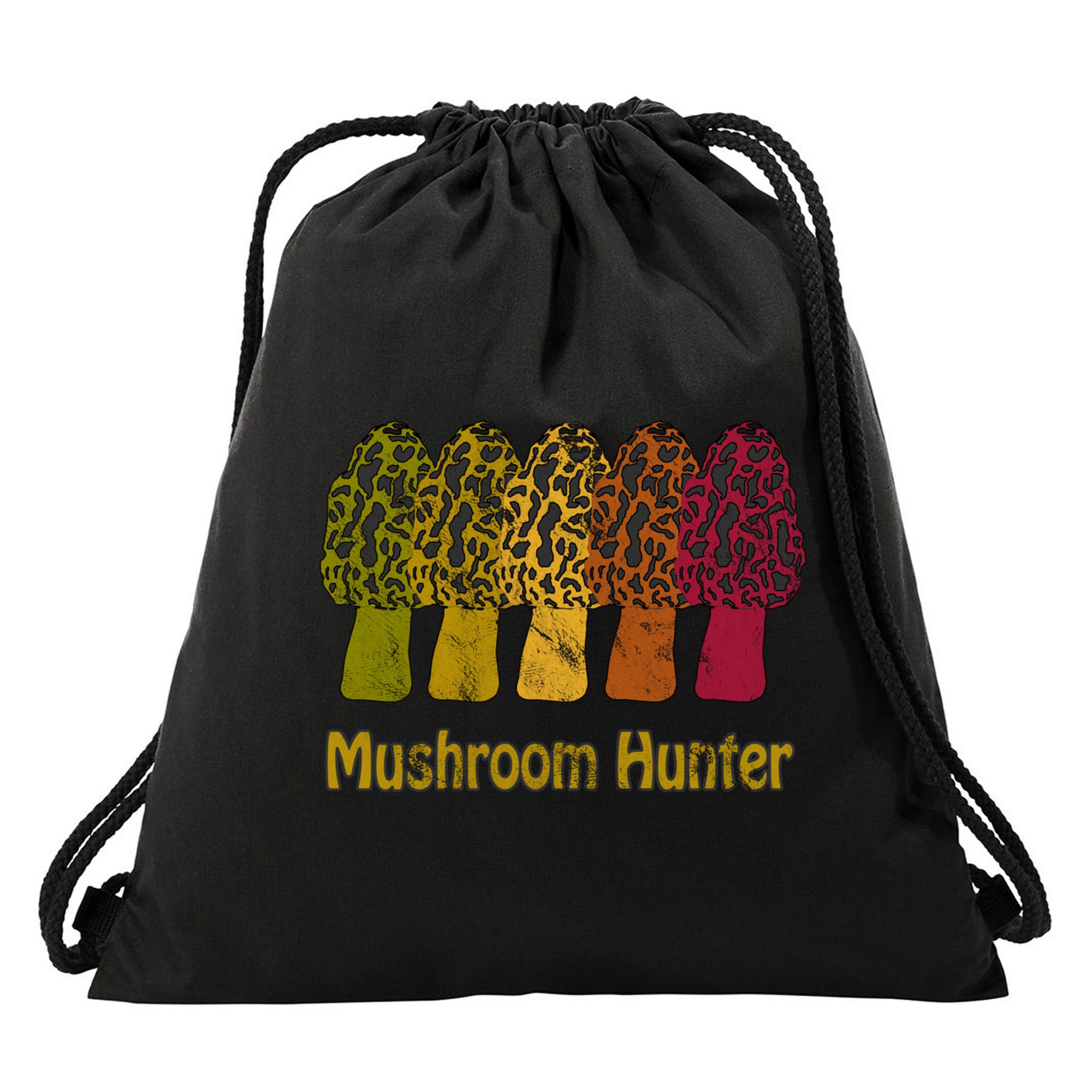 Mushroom Hunter Cute Gift Fun Morel Hunting Distressed Look Gift Drawstring Bag
