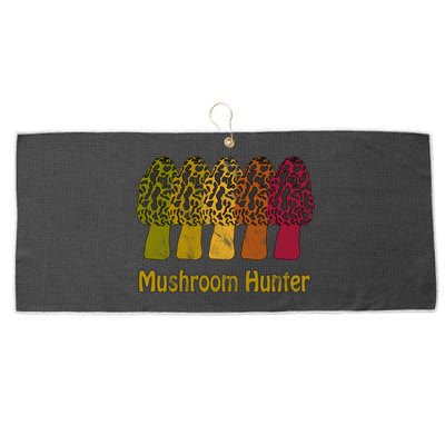 Mushroom Hunter Cute Gift Fun Morel Hunting Distressed Look Gift Large Microfiber Waffle Golf Towel