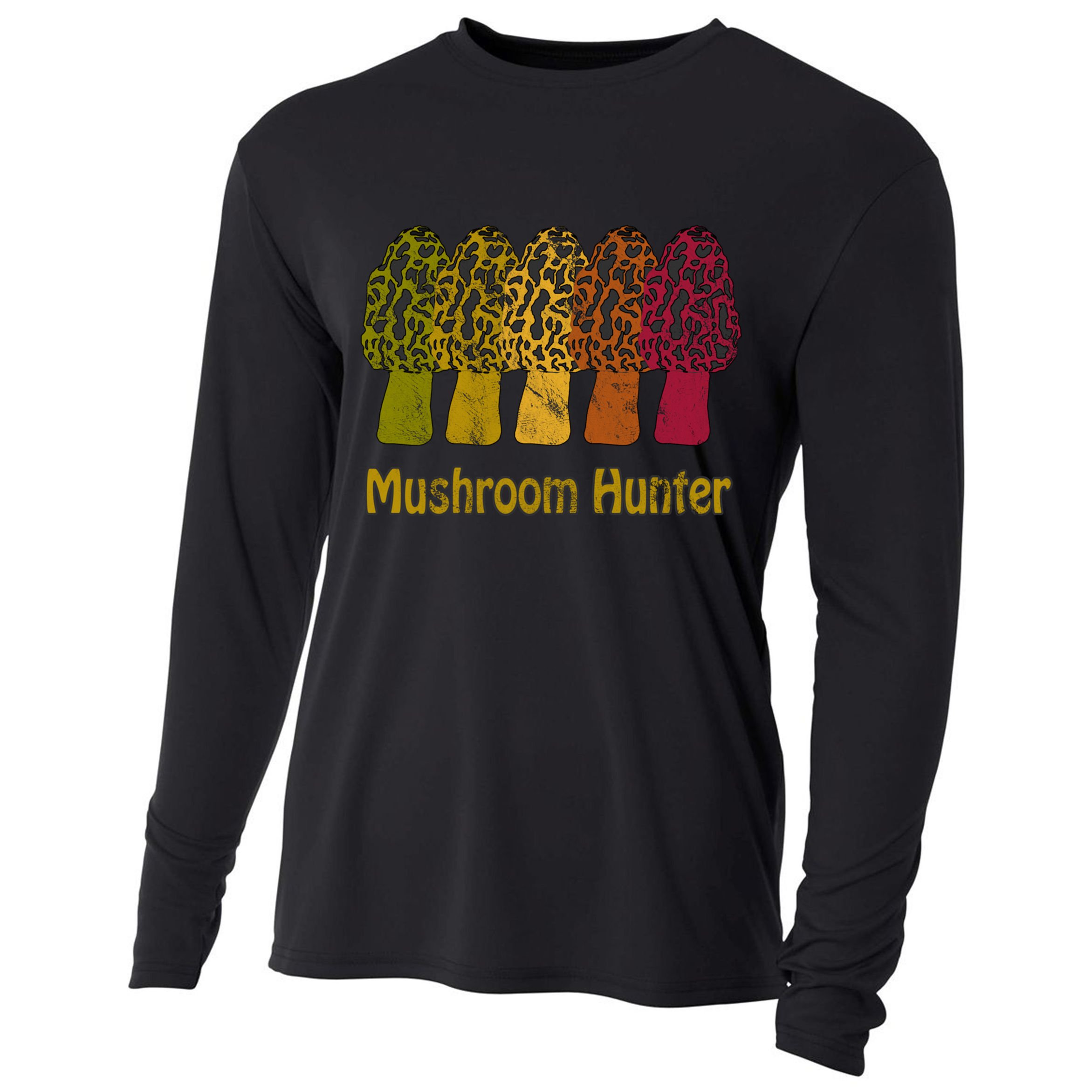 Mushroom Hunter Cute Gift Fun Morel Hunting Distressed Look Gift Cooling Performance Long Sleeve Crew