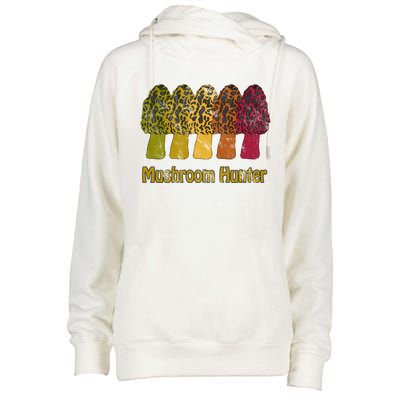 Mushroom Hunter Cute Gift Fun Morel Hunting Distressed Look Gift Womens Funnel Neck Pullover Hood