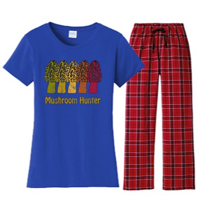 Mushroom Hunter Cute Gift Fun Morel Hunting Distressed Look Gift Women's Flannel Pajama Set