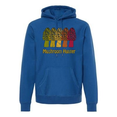 Mushroom Hunter Cute Gift Fun Morel Hunting Distressed Look Gift Premium Hoodie