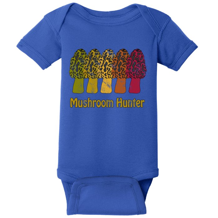 Mushroom Hunter Cute Gift Fun Morel Hunting Distressed Look Gift Baby Bodysuit