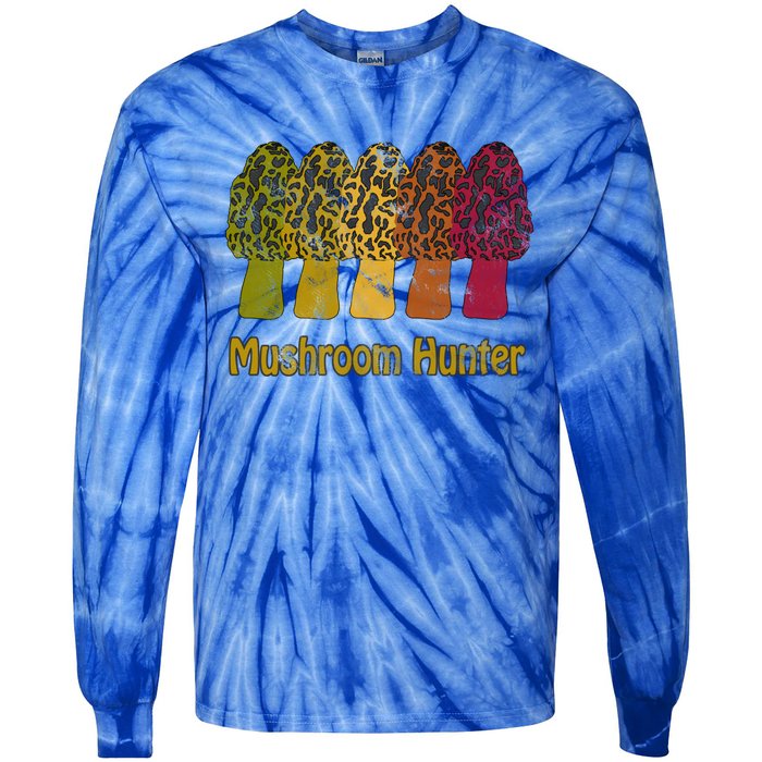 Mushroom Hunter Cute Gift Fun Morel Hunting Distressed Look Gift Tie-Dye Long Sleeve Shirt