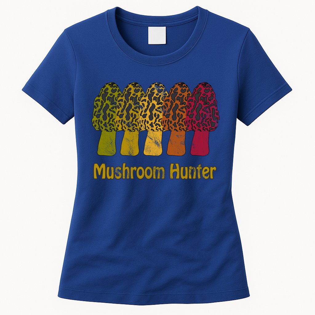 Mushroom Hunter Cute Gift Fun Morel Hunting Distressed Look Gift Womens T-Shirt