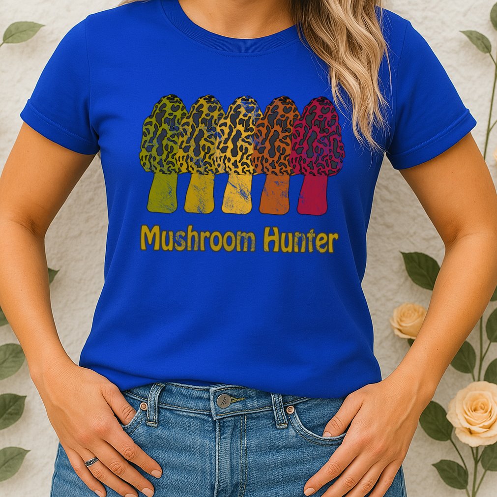 Mushroom Hunter Cute Gift Fun Morel Hunting Distressed Look Gift Womens T-Shirt