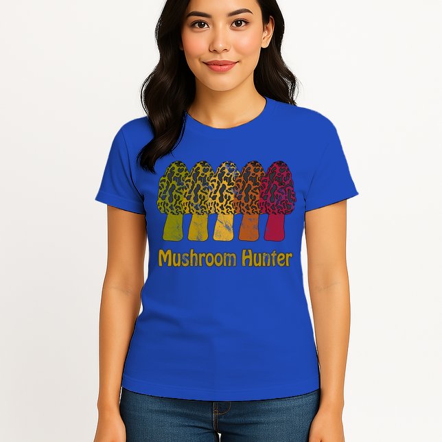 Mushroom Hunter Cute Gift Fun Morel Hunting Distressed Look Gift Womens T-Shirt