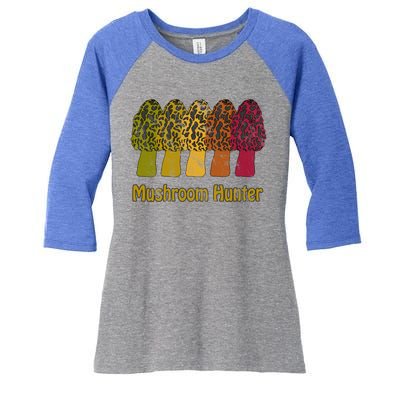 Mushroom Hunter Cute Gift Fun Morel Hunting Distressed Look Gift Women's Tri-Blend 3/4-Sleeve Raglan Shirt