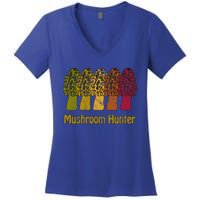 Mushroom Hunter Cute Gift Fun Morel Hunting Distressed Look Gift Women's V-Neck T-Shirt