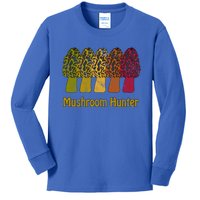 Mushroom Hunter Cute Gift Fun Morel Hunting Distressed Look Gift Kids Long Sleeve Shirt