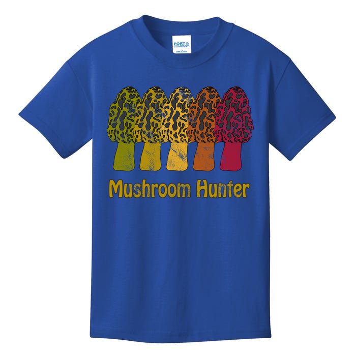 Mushroom Hunter Cute Gift Fun Morel Hunting Distressed Look Gift Kids T-Shirt