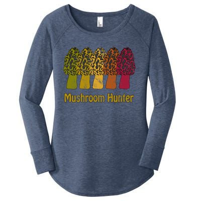 Mushroom Hunter Cute Gift Fun Morel Hunting Distressed Look Gift Women's Perfect Tri Tunic Long Sleeve Shirt