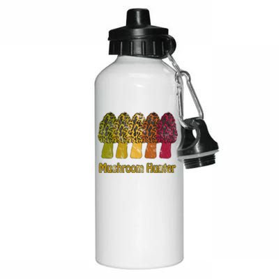 Mushroom Hunter Cute Gift Fun Morel Hunting Distressed Look Gift Aluminum Water Bottle