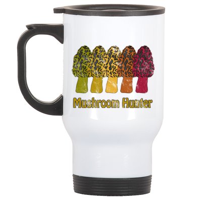 Mushroom Hunter Cute Gift Fun Morel Hunting Distressed Look Gift Stainless Steel Travel Mug