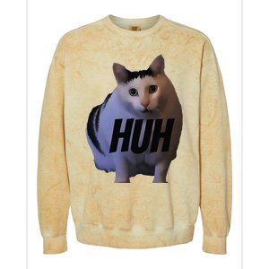 Meme Huh Cat Funny Colorblast Crewneck Sweatshirt