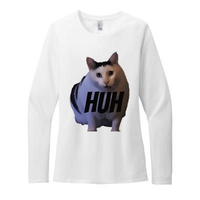 Meme Huh Cat Funny Womens CVC Long Sleeve Shirt